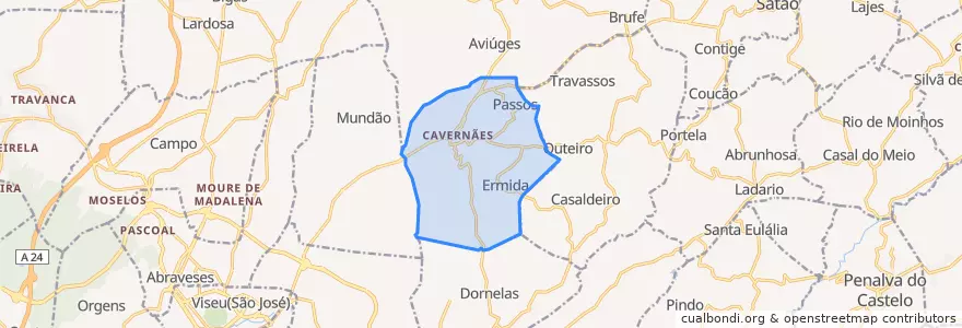 Mapa de ubicacion de Cavernães.