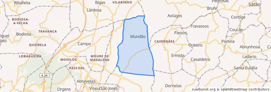 Mapa de ubicacion de Mundão.