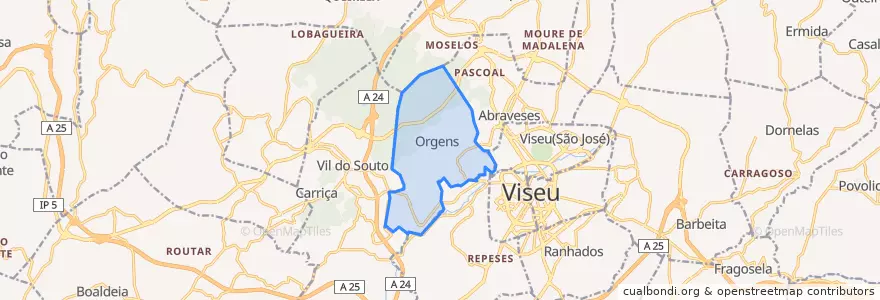 Mapa de ubicacion de Orgens.