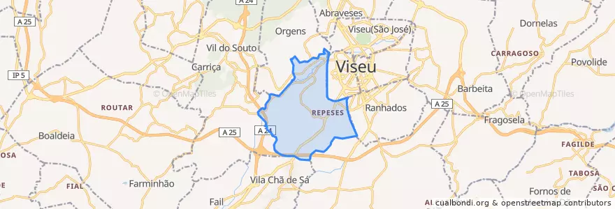 Mapa de ubicacion de U.F Repeses e São Salvador.