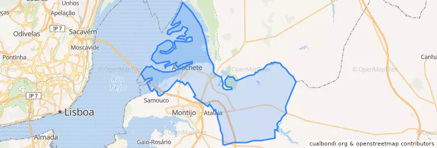 Mapa de ubicacion de Alcochete.