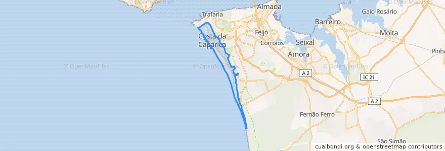 Mapa de ubicacion de Costa da Caparica.