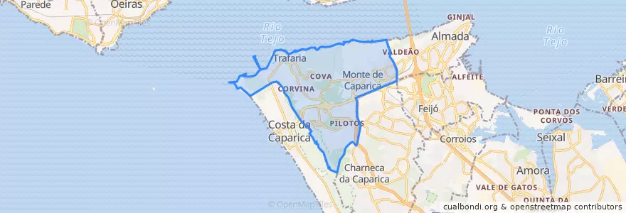 Mapa de ubicacion de Caparica e Trafaria.