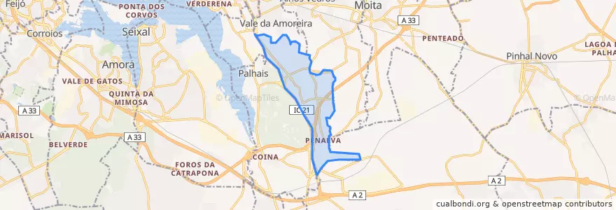 Mapa de ubicacion de Santo António da Charneca.
