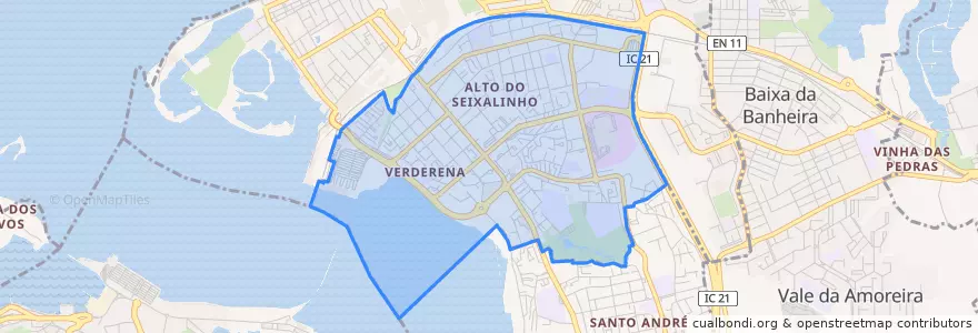 Mapa de ubicacion de Alto do Seixalinho, Santo André e Verderena.