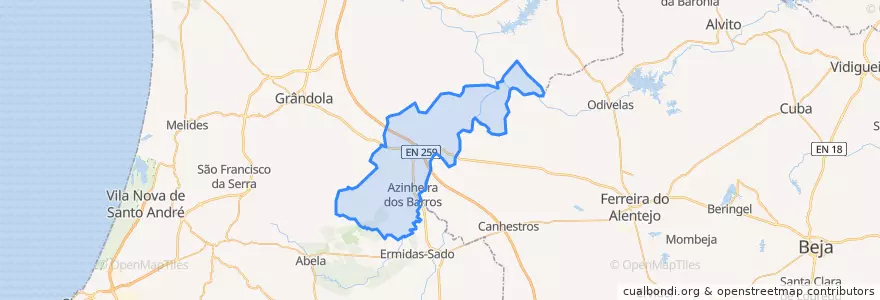 Mapa de ubicacion de Azinheira dos Barros.