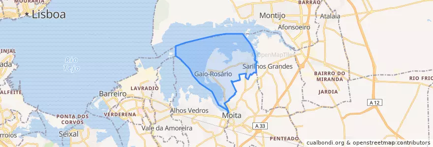 Mapa de ubicacion de Gaio-Rosário e Sarilhos Pequenos.
