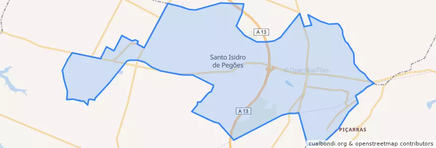 Mapa de ubicacion de Pegões.