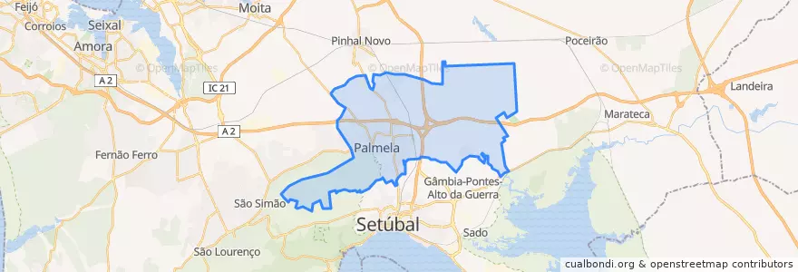 Mapa de ubicacion de Palmela.