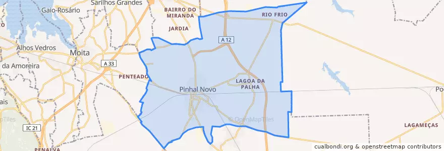 Mapa de ubicacion de Pinhal Novo.