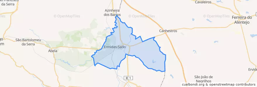 Mapa de ubicacion de Ermidas-Sado.