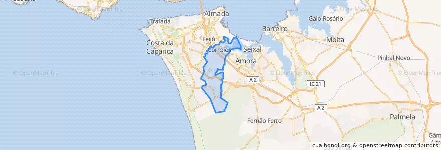 Mapa de ubicacion de Corroios.