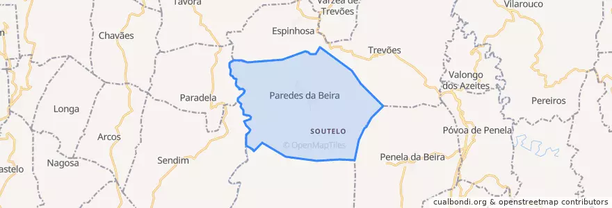 Mapa de ubicacion de Paredes da Beira.