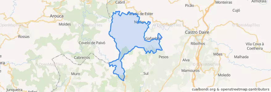 Mapa de ubicacion de U.F São Martinho das Moitas e Covas do Rio.