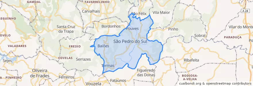 Mapa de ubicacion de U.F São Pedro Sul, Várzea e Baiões.