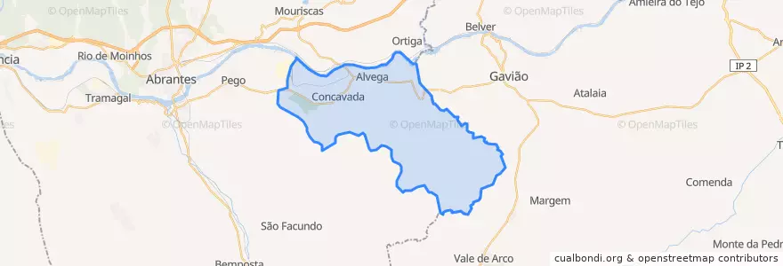 Mapa de ubicacion de Alvega e Concavada.