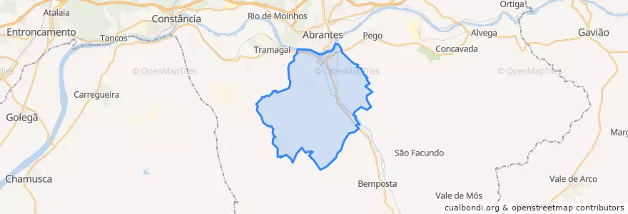 Mapa de ubicacion de São Miguel do Rio Torto e Rossio ao Sul do Tejo.