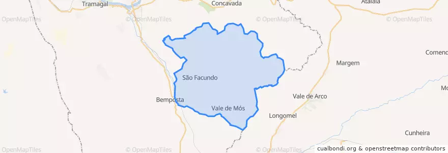 Mapa de ubicacion de São Facundo e Vale das Mós.