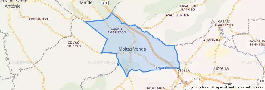 Mapa de ubicacion de Moitas Venda.