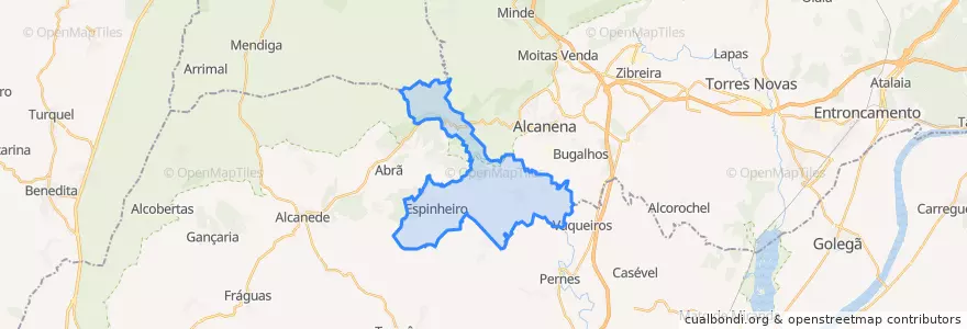 Mapa de ubicacion de Malhou, Louriceira e Espinheiro.