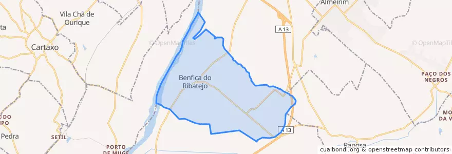Mapa de ubicacion de Benfica do Ribatejo.