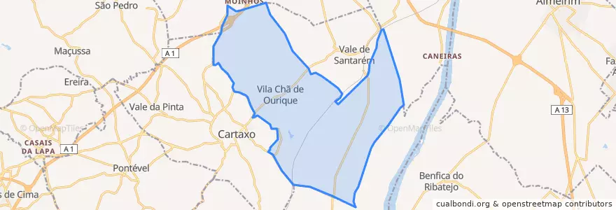 Mapa de ubicacion de Vila Chã de Ourique.