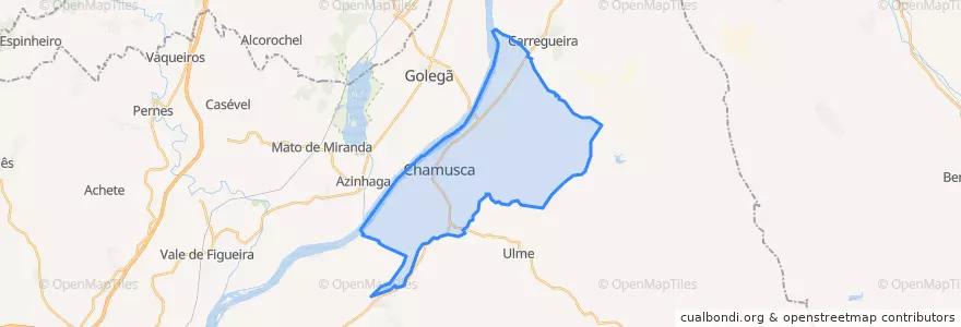 Mapa de ubicacion de Chamusca e Pinheiro Grande.