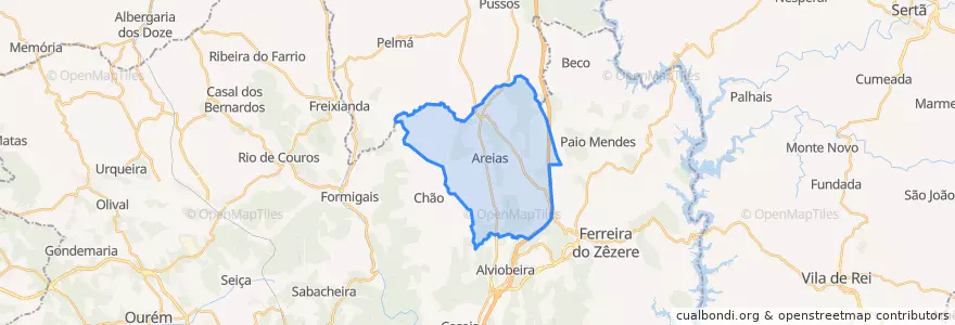 Mapa de ubicacion de Areias e Pias.