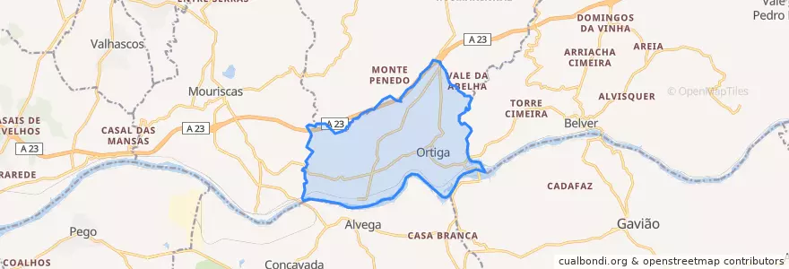 Mapa de ubicacion de Ortiga.