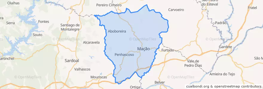 Mapa de ubicacion de Mação, Penhascoso e Aboboreira.