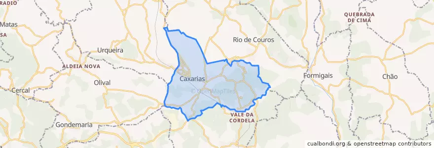 Mapa de ubicacion de Caxarias.