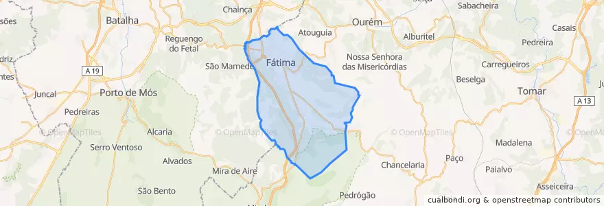 Mapa de ubicacion de Fátima.