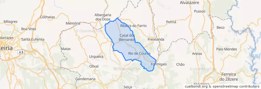 Mapa de ubicacion de Rio de Couros e Casal dos Bernardos.