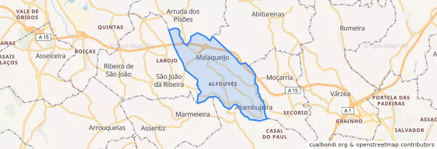 Mapa de ubicacion de Azambujeira e Malaqueijo.