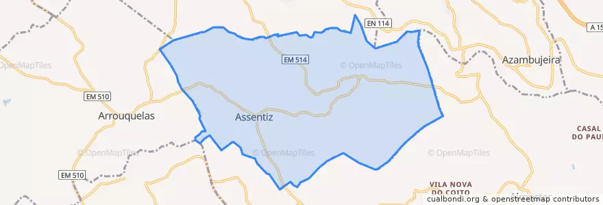 Mapa de ubicacion de Marmeleira e Assentiz.