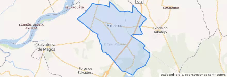 Mapa de ubicacion de Marinhais.