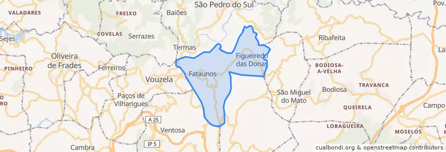 Mapa de ubicacion de U.F Fataunos e Figueiredo das Donas.