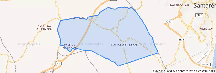 Mapa de ubicacion de Póvoa da Isenta.