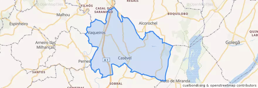 Mapa de ubicacion de Casével e Vaqueiros.