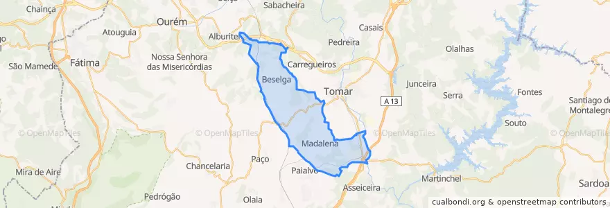 Mapa de ubicacion de Madalena e Beselga.
