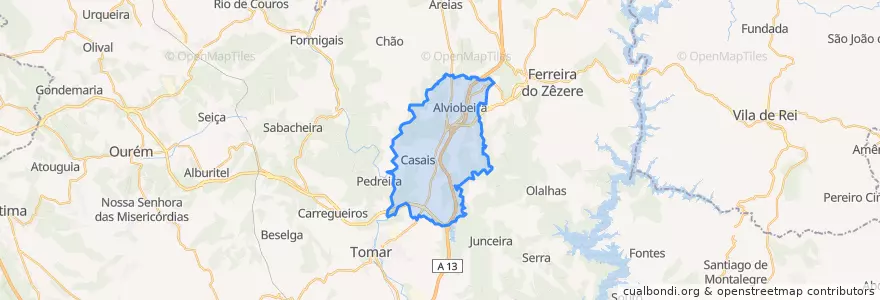 Mapa de ubicacion de Casais e Alviobeira.