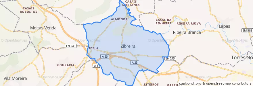 Mapa de ubicacion de Zibreira.