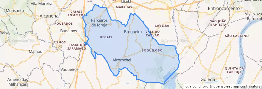 Mapa de ubicacion de Brogueira, Parceiros de Igreja e Alcorochel.