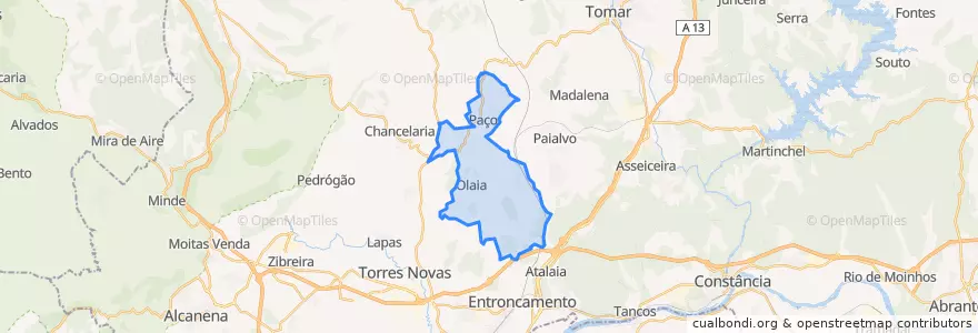 Mapa de ubicacion de Olaia e Paço.