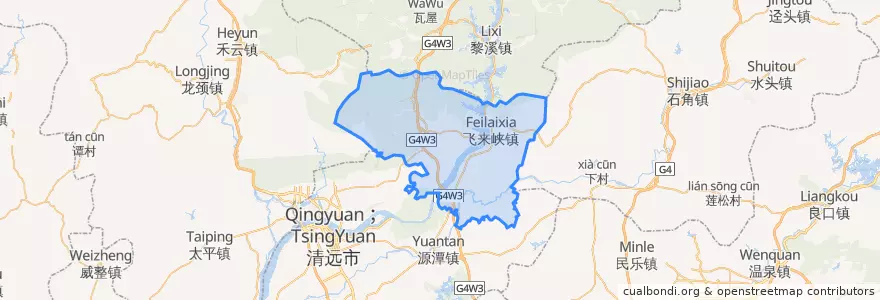 Mapa de ubicacion de 飞来峡镇.