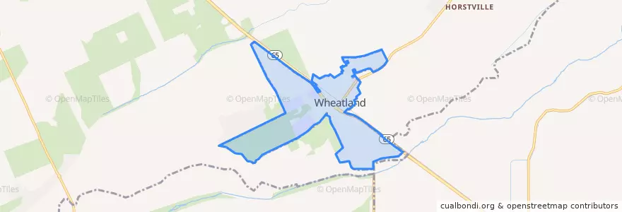Mapa de ubicacion de Wheatland.
