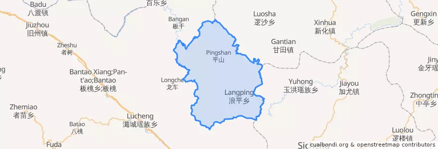 Mapa de ubicacion de 浪平镇(Langping).