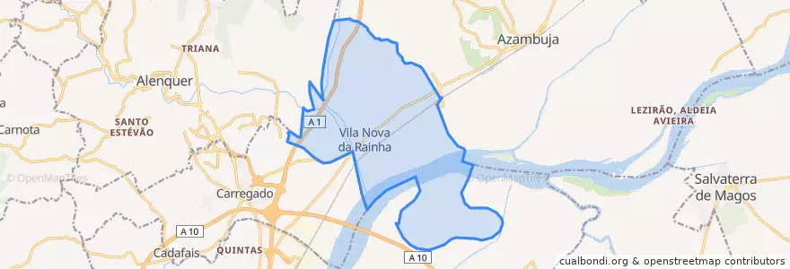 Mapa de ubicacion de Vila Nova da Rainha.