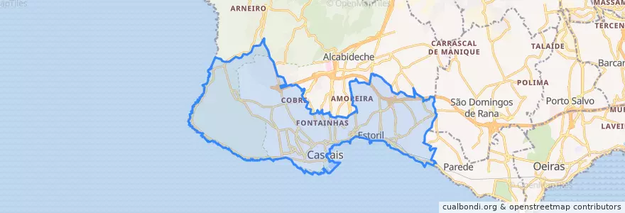 Mapa de ubicacion de Cascais e Estoril.