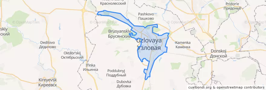Mapa de ubicacion de городское поселение Узловая.